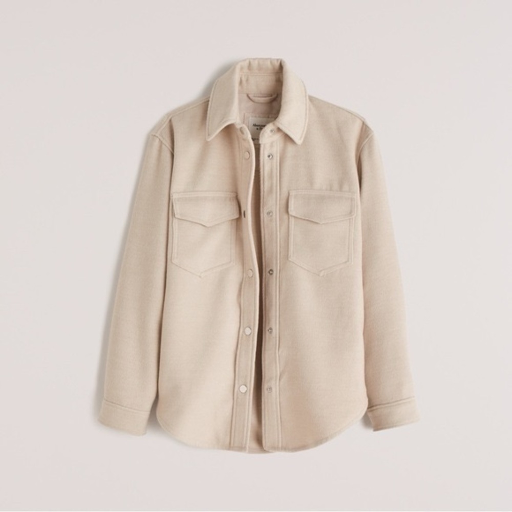 Cream Button-Up Shirt Jacket